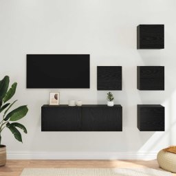 Set comoda TV 5 pcs 100 x 30 x 30 cm Stejar Negru GartenMobel Dekor