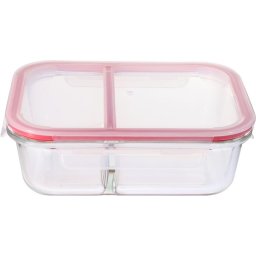 Caserola dreptunghiulara din sticla MagicHome 1500 ml cu capac si separator