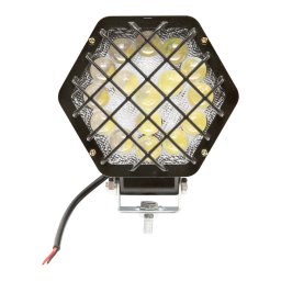 Lampa proiector LED hexagonala 12/24V cu 16 LED-uri, grilaj si lumina alba, 125 mm