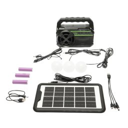 Kit iluminat solar portabil cu 3 becuri LED, proiector si radio FM GD-8081FM