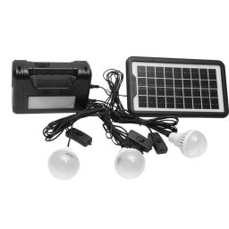 Kit iluminat solar portabil cu 3 becuri LED si proiector, 6V 3Ah, pentru camping si pescuit