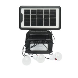 Kit iluminat solar LED portabil cu 3 becuri, proiector si baterie 4500 mAh