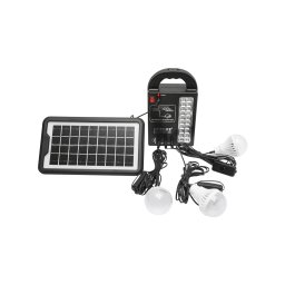 Kit iluminat solar LED portabil cu 3 becuri, proiector si USB GD-17