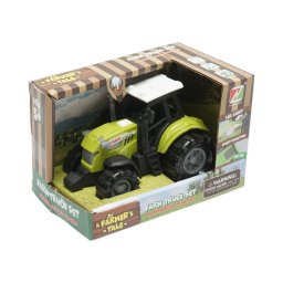 Tractor de jucarie verde cu lumini LED pentru copii, model farm