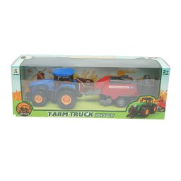 Tractor de jucarie albastru cu remorca, 30,4 cm, pentru copii 3+ ani