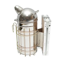Afumator pentru albine din inox 250 mm, cu scut termic si burduf din piele