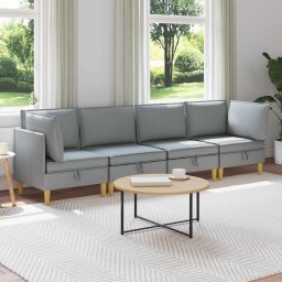 Set de mobilier pentru living 4 pcs Gri deschis Tesatura GartenMobel Dekor