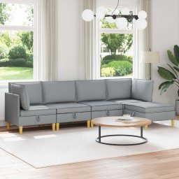 Set de mobilier pentru living 5 pcs Gri deschis Tesatura GartenMobel Dekor