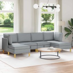 Set de mobilier pentru living 6 pcs Gri deschis Tesatura GartenMobel Dekor