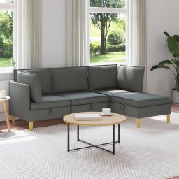 Set de mobilier pentru living 4 pcs Gri închis Tesatura GartenMobel Dekor