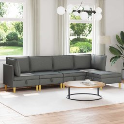 Set de mobilier pentru living 5 pcs Gri închis Tesatura GartenMobel Dekor