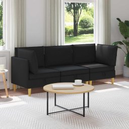 Set de mobilier pentru living cu perna 3 pcs Negru Tesatura GartenMobel Dekor