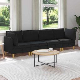 Set de mobilier pentru living cu perna 4 pcs Negru Tesatura GartenMobel Dekor