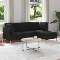 Set de mobilier pentru living cu perna 4 pcs Negru Tesatura GartenMobel Dekor