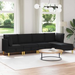 Set de mobilier pentru living cu perna 5 pcs Negru Tesatura GartenMobel Dekor