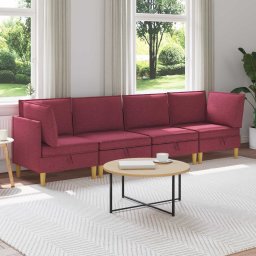 Set de mobilier pentru living cu perna 4 pcs Rosu Vin Tesatura GartenMobel Dekor