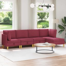 Set de mobilier pentru living cu perna 5 pcs Rosu Vin Tesatura GartenMobel Dekor