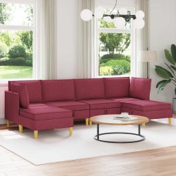 Set de mobilier pentru living cu perna 6 pcs Rosu Vin Tesatura GartenMobel Dekor