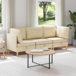 Set de mobilier pentru living cu perna 3 pcs Crem Tesatura GartenMobel Dekor