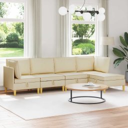 Set de mobilier pentru living cu perna 5 pcs Crem Tesatura GartenMobel Dekor
