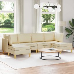 Set de mobilier pentru living cu perna 6 pcs Crem Tesatura GartenMobel Dekor