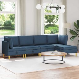 Set de mobilier pentru living cu perna 5 pcs albastru Tesatura GartenMobel Dekor
