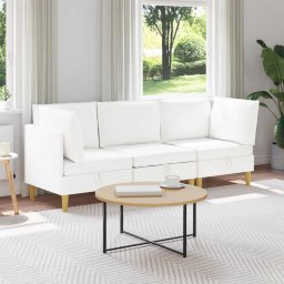 Set de mobilier pentru living cu perna 3 pcs Alb Tesatura GartenMobel Dekor