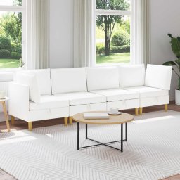 Set de mobilier pentru living cu perna 4 pcs Alb Tesatura GartenMobel Dekor