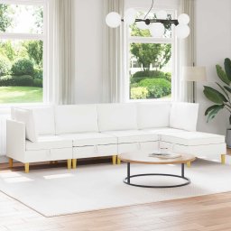 Set de mobilier pentru living cu perna 5 pcs Alb Tesatura GartenMobel Dekor