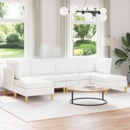 Set de mobilier pentru living cu perna 6 pcs Alb Tesatura GartenMobel Dekor