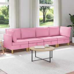 Set de mobilier pentru living cu perna 4 pcs Roz Tesatura GartenMobel Dekor
