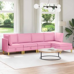 Set de mobilier pentru living cu perna 5 pcs Roz Tesatura GartenMobel Dekor
