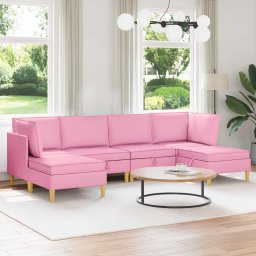 Set de mobilier pentru living cu perna 6 pcs Roz Tesatura GartenMobel Dekor