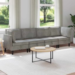 Set de mobilier pentru living 4 pcs Gri deschis Catifea GartenMobel Dekor
