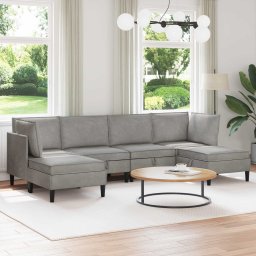 Set de mobilier pentru living 6 pcs Gri deschis Catifea GartenMobel Dekor