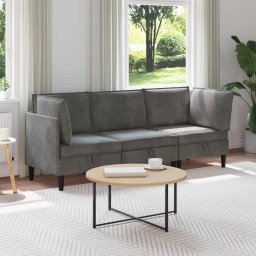Set de mobilier pentru living cu perna 3 pcs Gri închis Catifea GartenMobel Dekor