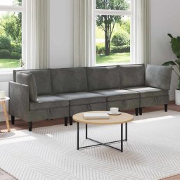 Set de mobilier pentru living cu perna 4 pcs Gri închis Catifea GartenMobel Dekor