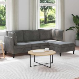 Set de mobilier pentru living cu perna 4 pcs Gri închis Catifea GartenMobel Dekor