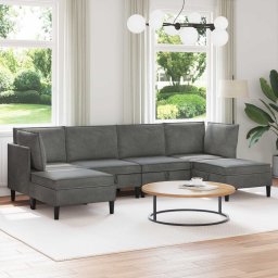 Set de mobilier pentru living cu perna 6 pcs Gri închis Catifea GartenMobel Dekor