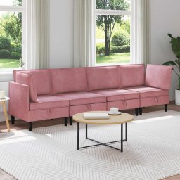Set de mobilier pentru living cu perna 4 pcs Roz Catifea GartenMobel Dekor