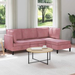 Set de mobilier pentru living cu perna 4 pcs Roz Catifea GartenMobel Dekor