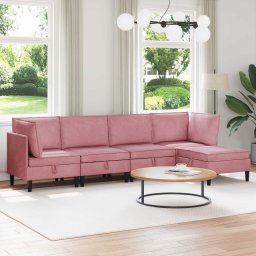 Set de mobilier pentru living cu perna 5 pcs Roz Catifea GartenMobel Dekor