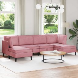 Set de mobilier pentru living cu perna 6 pcs Roz Catifea GartenMobel Dekor