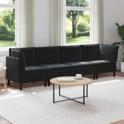 Set de mobilier pentru living cu perna 4 pcs Negru Catifea GartenMobel Dekor