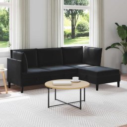 Set de mobilier pentru living cu perna 4 pcs Negru Catifea GartenMobel Dekor