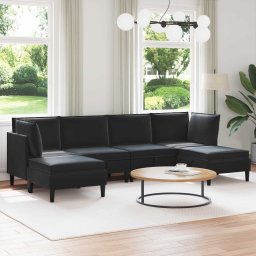 Set de mobilier pentru living cu perna 6 pcs Negru Catifea GartenMobel Dekor