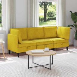 Set de mobilier pentru living cu perna 3 pcs Galben Catifea GartenMobel Dekor