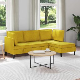 Set de mobilier pentru living cu perna 4 pcs Galben Catifea GartenMobel Dekor