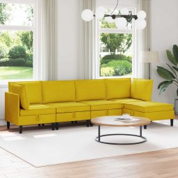 Set de mobilier pentru living cu perna 5 pcs Galben Catifea GartenMobel Dekor