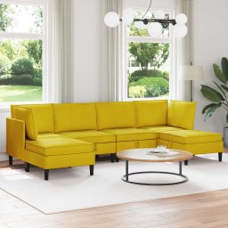 Set de mobilier pentru living cu perna 6 pcs Galben Catifea GartenMobel Dekor
